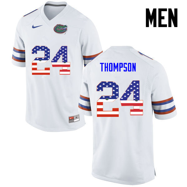 Men Florida Gators #24 Mark Thompson College Football USA Flag Fashion Jerseys-White - Click Image to Close